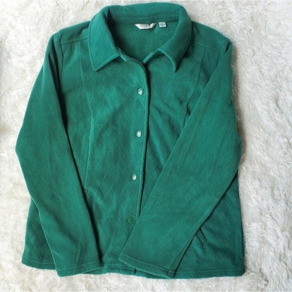 Womens Liz Claiborne Green Fleece Button Up Jacket size medium
